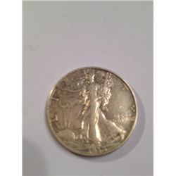 1938-D KEY DATE WALKING LIBERTY SILVER HALF DOLLAR, VF-35