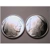 Image 1 : Two 2009 One Ounce .999 Pure Silver Buffalo Rounds BU