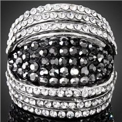 GT0522120029 Stunning Black & Clear Crystal Silver Ring