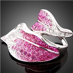 GT0522120032 Pretty Pink & Clear Crystal Silver Leaf De