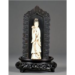 ET0503120002 Ivory Carving of Guan Yin on a beautifully