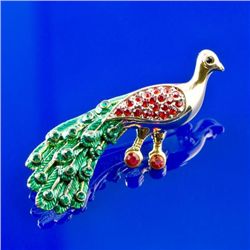 Faberge Long Tail Peacock Brooch