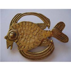 Vintage 1950s Alva Studios Brass Fish Brooch