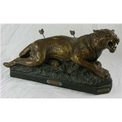 Patinated Plaster Statue - Tigre Blesse