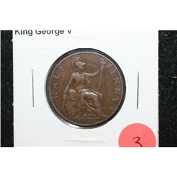 1916 Great Britain Half Penny Foreign Coin