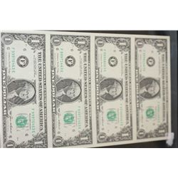 1985 US Federal Reserve Note $1; Atlanta GA Reserve; Lot of 4; Uncut Bills