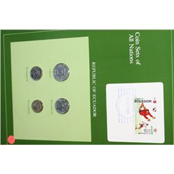 Republic of Ecuador; Coin Sets of All Nations W/Postal Stamp Dated 1986
