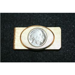 Buffalo Nickel Gold Toned Money Clip