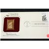 Image 1 : 1982 First Day Issue 22K Gold Replica Stamp W/Postal Stamp; US State Birds and Flowers; Massachusett