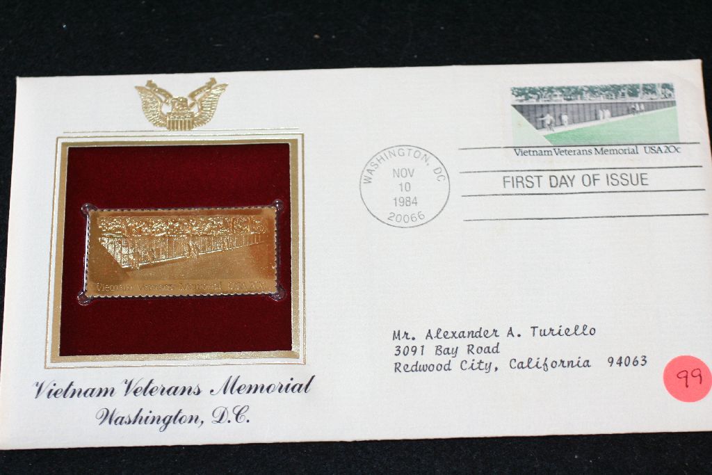 1984 First Day Issue 22K Gold Replica Stamp W/Postal Stamp; Vietnam