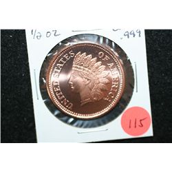 Golden State Mint "$5 Indian Gold Coin" Copper Round; .999 Fine Copper 1/2 Oz.