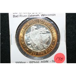 Bad River Casino & Bingo Odanah WI Limited Edition Two-Tone $10 Gaming Token; .999 Fine Silver .60% 