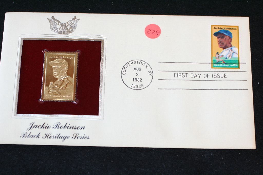 1982 First Day of Issue 22K Gold Replica Stamp W/Postal Stamp; Jackie
