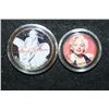 Image 1 : 2009 Kennedy Half Dollar & 2005 California State Quarter; Colorized W/Images of Marilyn Monroe; 24K 