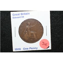 1910 Great Britain One Penny Foreign Coin