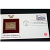 Image 1 : 1982 First Day of Issue 22K Gold Replica Stamp W/Postal Stamp; American Architecture Dulles Airport-