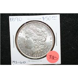 1890 Silver Morgan $1; MS60