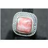 Image 1 : Sterling Silver Ring W/Square Shaped Red Gemstone