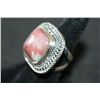 Image 2 : Sterling Silver Ring W/Square Shaped Red Gemstone