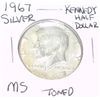 Image 1 : 1967 SILVER KENNEDY HALF DOLLAR *RARE TONED MS HIGH GRADE - NICE COIN*!!