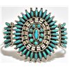 Image 1 : Old Pawn Zuni Turquoise Needlepoint Sterling Silver Cuff Bracelet - N & R Nez