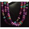 Image 2 : Navajo Sugilite & Multi-Stone 3-Strand Necklace - Tommy Singer