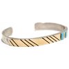 Image 2 : Old Pawn Navajo Turquoise & 14k Gold over Sterling Silver Cuff Bracelet - T. Jon