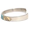 Image 3 : Old Pawn Navajo Turquoise & 14k Gold over Sterling Silver Cuff Bracelet - T. Jon