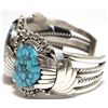 Image 3 : Old Pawn Navajo Spider Web Kingman Turquoise Sterling Silver Cuff Bracelet - Mary Ann Spencer