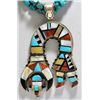 Image 2 : Old Pawn Multi-Stone Rainbow Kachina Sterling Silver Necklace - B. Lee