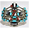 Image 1 : Old Pawn Multi-Stone Rainbow Dancer Kachina Sterling Silver Cuff Bracelet - Mike Platero