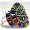 Image 2 : Navajo Multi-Stone Needlepoint Cluster Sterling Silver Cuff Bracelet - Juliana Williams