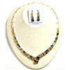 Image 1 : Navajo Multi-Stone Inlay Sterling Silver Link Necklace & Post Earrings Set - Calvin Begay