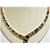 Image 2 : Navajo Multi-Stone Inlay Sterling Silver Link Necklace & Post Earrings Set - Calvin Begay