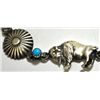 Image 2 : Navajo Turquoise Sterling Silver Buffalo Link Bracelet - Running Bear