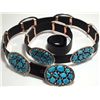 Image 2 : Navajo Turquoise Cluster Sterling Silver Concho Belt - Marie Thompson