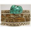 Image 1 : Old Pawn Navajo Turquoise & 12k Gold Fill over Sterling Silver Storyteller Cuff Bracelet - RN
