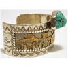 Image 2 : Old Pawn Navajo Turquoise & 12k Gold Fill over Sterling Silver Storyteller Cuff Bracelet - RN