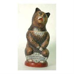 Figural stein of a cat, #1000. Dark brown, im