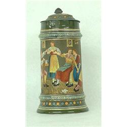 Stein with interior house scene. Marked Germa