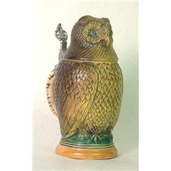 German figural stein of owl. Note minor nicks