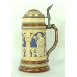 Mettlach stein #2131. Cameo, bar room charact