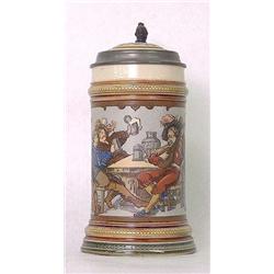 Mettlach stein #2231. Tavern scenes. 1/2 lite