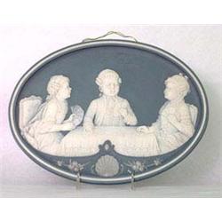 Mettlach charger #7049. Cameo of children pla