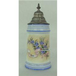 German porcelain lithophane stein. Floral wit