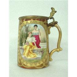 Royal Vienna stein. Beehive mark. Artist sign