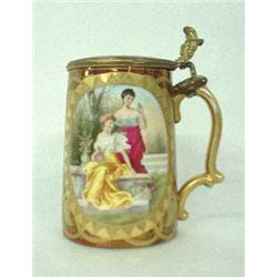 Royal Vienna stein. Beehive mark. Artist sign