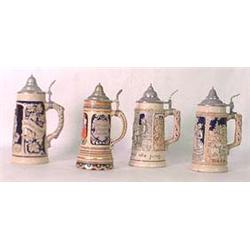 Four German steins, one is musical (not worki