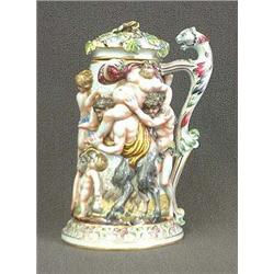 Capodimonte stein. Satyr carrying Bacchus on