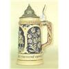 Image 1 : German stein with pewter lid. Dark blue with